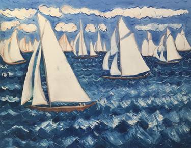 Print of Sailboat Paintings by Sally Anne Wake Jones