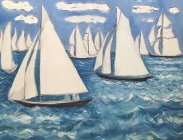 Print of Fine Art Sailboat Paintings by Sally Anne Wake Jones