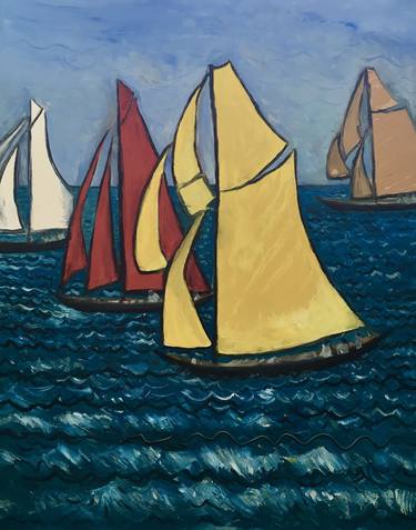 Print of Fine Art Yacht Paintings by Sally Anne Wake Jones