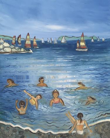 Print of Fine Art Beach Paintings by Sally Anne Wake Jones