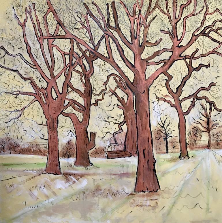 The Trees In The Field Clap Their Hands Painting by Sally Anne Wake