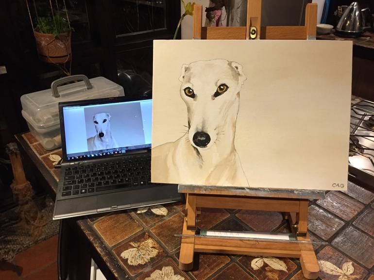 Original Realism Dogs Painting by Christine Gupta