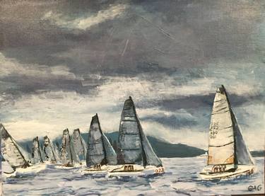 Original Realism Sailboat Paintings by Christine Gupta