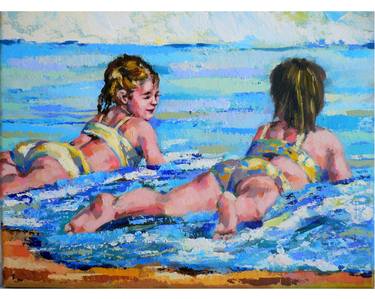 Original Figurative Beach Paintings by Belen Sambucety