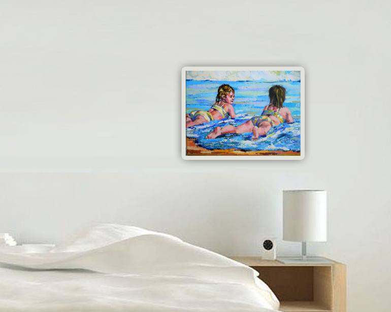 Original Figurative Beach Painting by Belen Sambucety