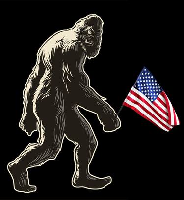 USA Flag Bigfoot is Real Funny Big Foot Flag thumb
