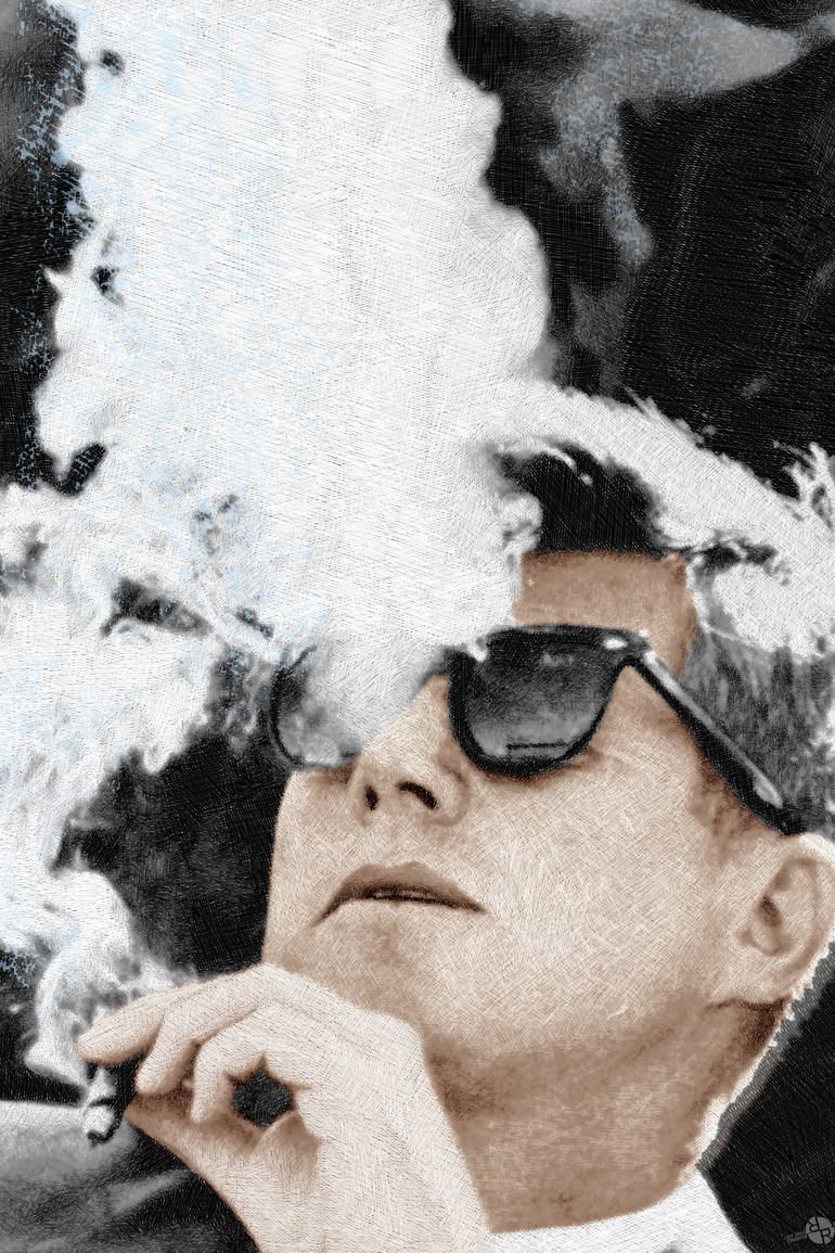 KENNEDY SMOKING A CIGAR LOOKING COOL 8X10 PHOTO RELAXING PRESIDENT JFK JOHN F 