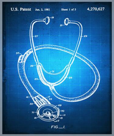 Doctor Stethoscope 1 Patent Blueprint Drawing thumb