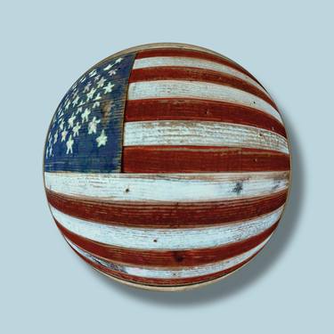 American Flag Wood Orb thumb