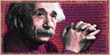 Albert Einstein and Quotes Gold and Red thumb