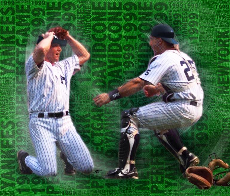 David Cone Yankees Perfect Game 1999 Zoom Painting by Tony Rubino