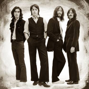The Beatles Painting Late 1960s Early 1970s Sepia thumb