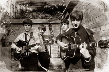 The Beatles In London 1963 Sepia Painting thumb