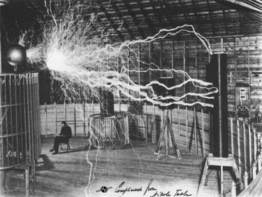 Nikola Tesla Sitting In His Experimental Station Reimagined 1 thumb
