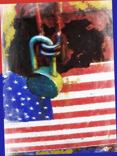 Civil Rights And Wrongs Home Land Security Flag And Lock 2 thumb