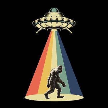 Retro Vintage 1970 1960 UFO Alien Space Conspiracy Big Foot Bigfoot Tees thumb