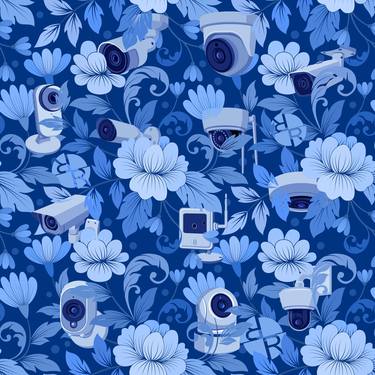 Government Surveillance Floral Pattern CCTV Drone Shirt Wallpaper thumb