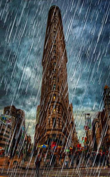 New York City Skyline Rain Storm Flat Iron Building thumb