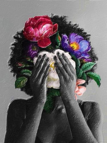 Woman With Flowers Floral thumb