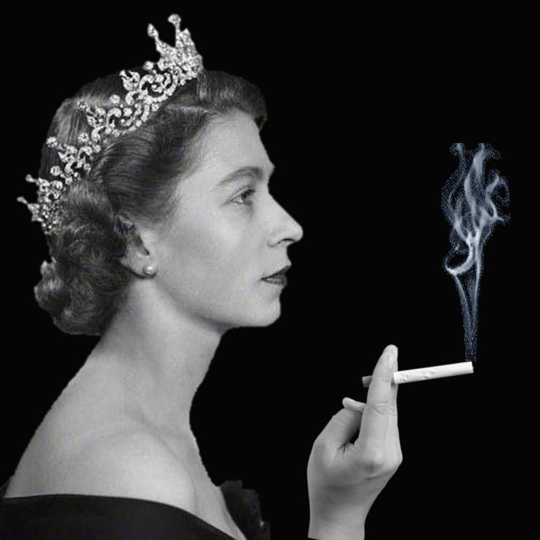 Queen Elizabeth Smoking Limited Edition of 1 Mixed Media by Tony