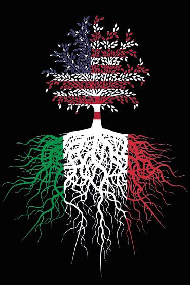 American Grown With Italian Roots Italy Italian Flag American Flag Tree - Limited Edition of 1 thumb