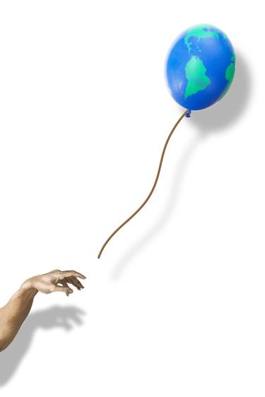 Earth Balloon Drifting After Banksy Hand - Limited Edition of 1 thumb