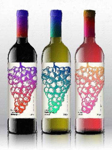 Wine Kitchen Dining Room Art 3 Bottles - Limited Edition of 1 thumb