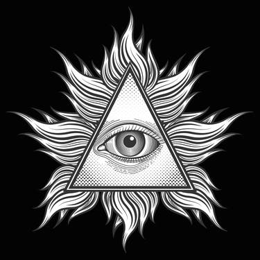 All seeing eye pyramid symbol in the engraving tattoo style - Limited Edition of 1 thumb