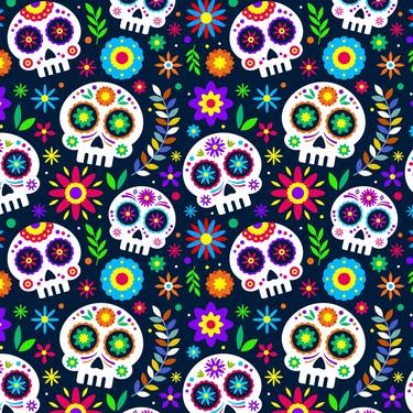 Day of the Dead Sugar Skulls Pattern - Limited Edition of 1 thumb