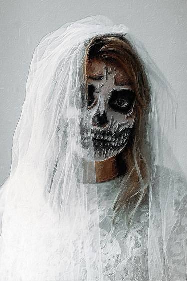 Scary Woman Bride Sugar Skull Flowers Wedding - Limited Edition of 1 thumb
