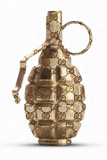 Gucci illustration of gold fragmentation grenade F1 isolated on whi - Limited Edition of 1 thumb