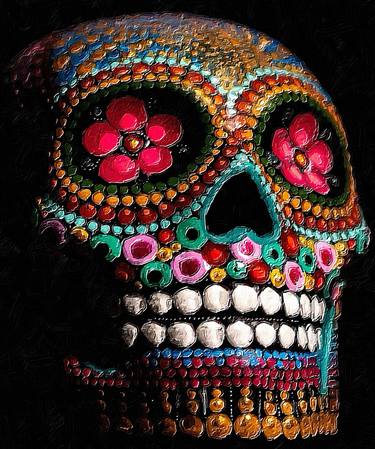 Sugar Skull Pattern Head Face Mayan Mexico - Limited Edition of 1 thumb