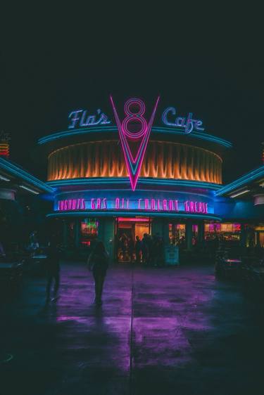 Americana Neon Retro Vintage Diner At Night - Limited Edition of 1 thumb