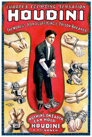 Harry Houdini Magic Magician Escape Artist Poster Red Yellow - Limited Edition of 1 thumb