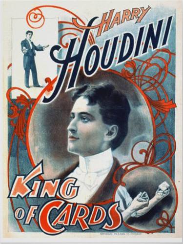 Harry Houdini Magic Magician Escape Artist Poster King Of Cards - Limited Edition of 1 thumb