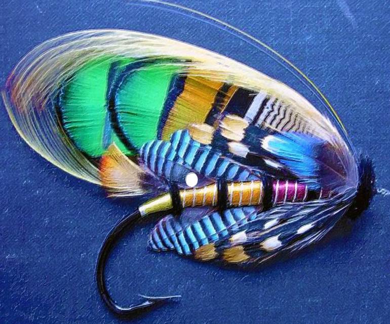 Fly Fishing Lure Painting Study Beautiful - Limited Edition of 1 Digital by  Tony Rubino