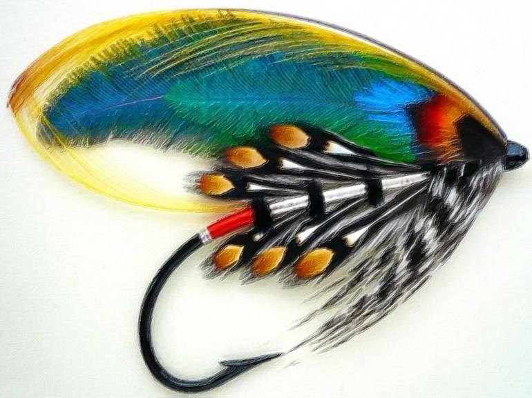 Fly Fishing Lure Painting Study Beautiful Pretty - Limited Edition of 1