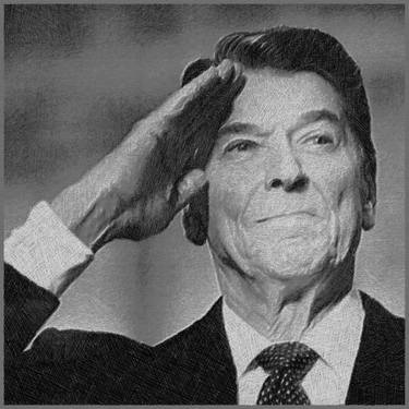 Ronald President Reagan Saluting Drawing thumb