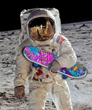 Space Travel Astronaut Universe Moon Skateboard Skating - Limited Edition of 1 thumb