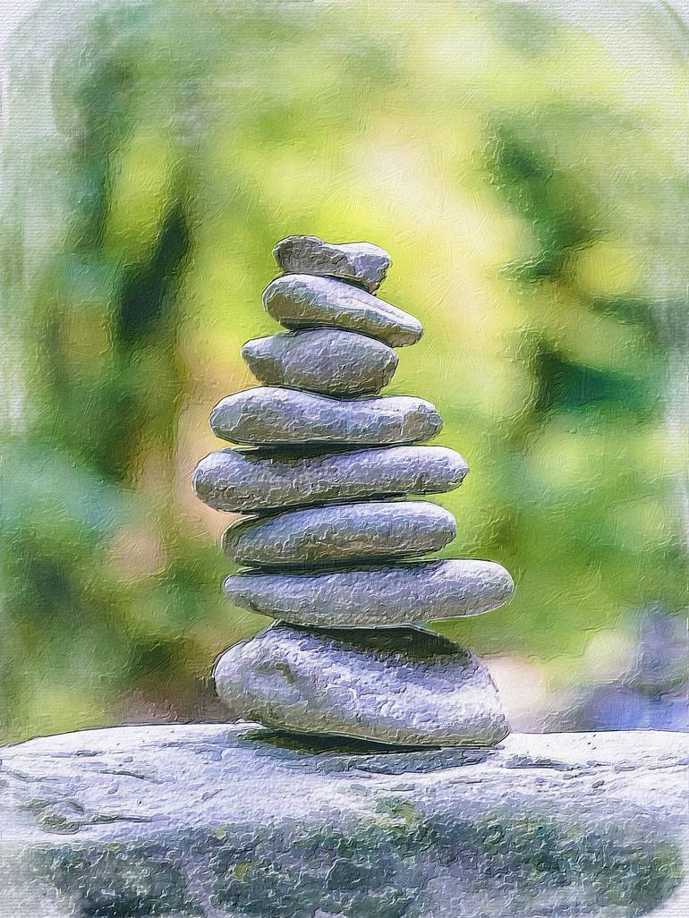 Meditation Rock Tower Yoga Zen Meditate, Painting by Tony Rubino