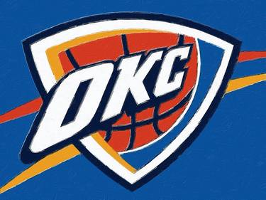 Oklahoma City Thunder Basketball Painting - Limited Edition of 1 thumb