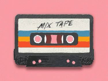 Retro Cassettes Audio Tapes Vintage Retro Music Record Painting 1980s Mix Tape - Limited Edition of 1 thumb