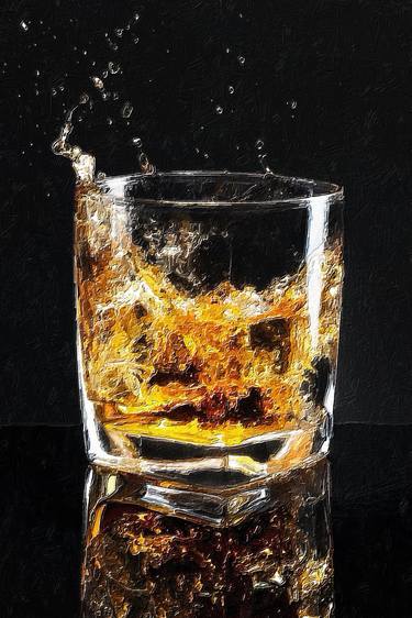 Splash Whiskey Scotch Bar Art Painting - Limited Edition of 1 thumb