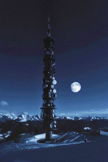 Cell Tower At Night In Snow - Limited Edition of 1 thumb