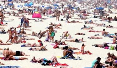 Crowded Beach Sea Landscape - Limited Edition of 1 thumb