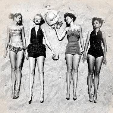 Vintage Retro Women On Beach - Limited Edition of 1 thumb