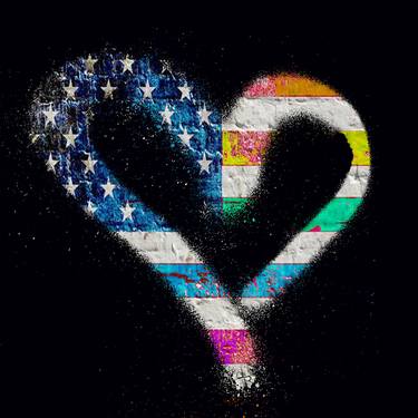 LGBT LGBTQ Vintage Rainbow american flag gay pride transgender Heart Love - Limited Edition of 1 thumb