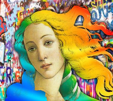 Botticelli Birth Of Venus Pop Color Graffiti 2 - Limited Edition of 1 thumb