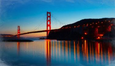 Golden Gate Bridge Gold Bay Reflection - Limited Edition of 1 thumb