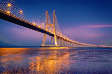 Beautiful Serene zen Yoga Bridge Curved Reflection Portugal - Limited Edition of 1 thumb